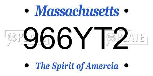 966YT2 Massachusetts License Plate