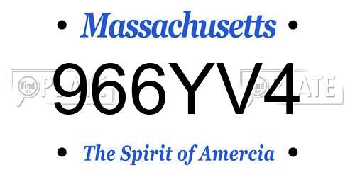 966YV4 Massachusetts License Plate