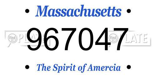 967047 Massachusetts License Plate