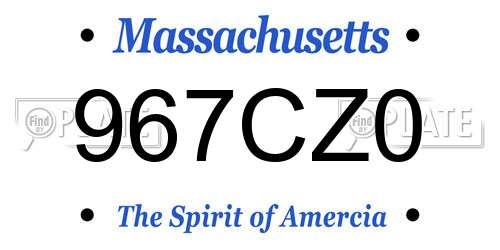 967CZ0 Massachusetts License Plate