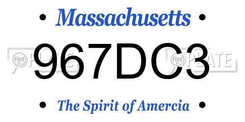 967DC3 Massachusetts License Plate