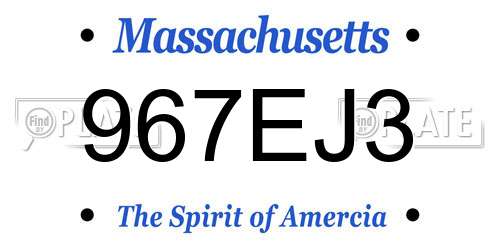 967EJ3 Massachusetts License Plate