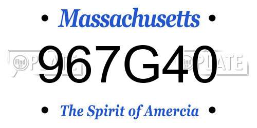 967G40 Massachusetts License Plate
