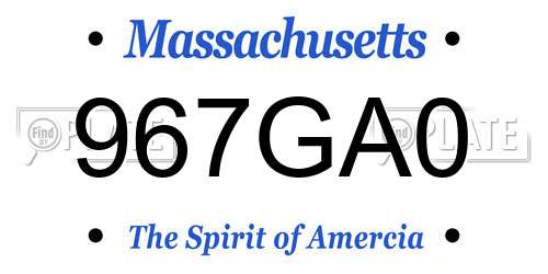 967GA0 Massachusetts License Plate