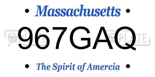 967GAQ Massachusetts License Plate