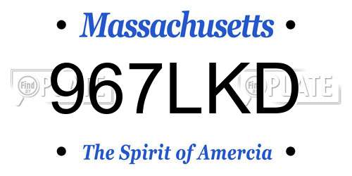 967LKD Massachusetts License Plate