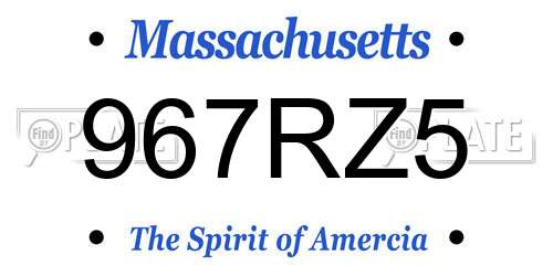 967RZ5 Massachusetts License Plate
