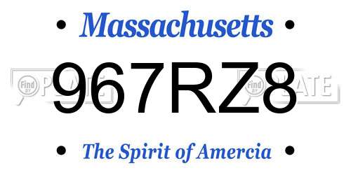 967RZ8 Massachusetts License Plate