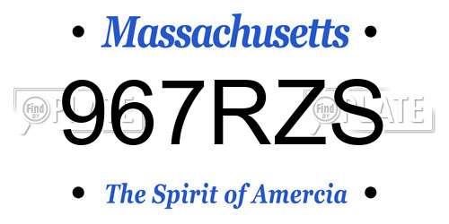 967RZS Massachusetts License Plate