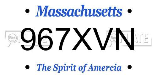 967XVN Massachusetts License Plate
