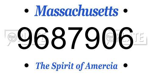 9687906 Massachusetts License Plate