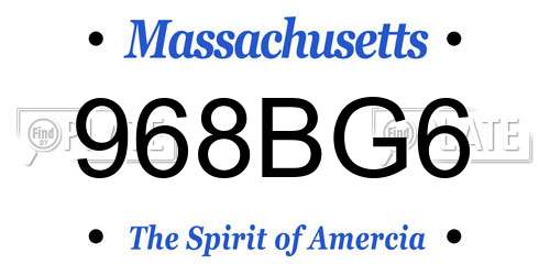968BG6 Massachusetts License Plate