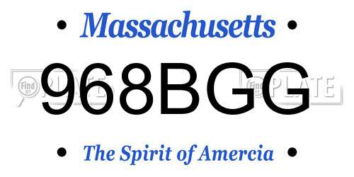 968BGG Massachusetts License Plate