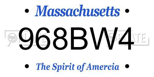 968BW4 Massachusetts License Plate