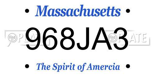 968JA3 Massachusetts License Plate