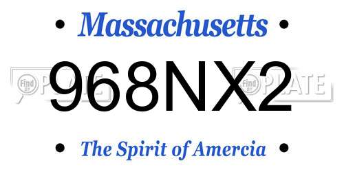 968NX2 Massachusetts License Plate