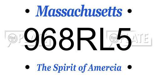 968RL5 Massachusetts License Plate