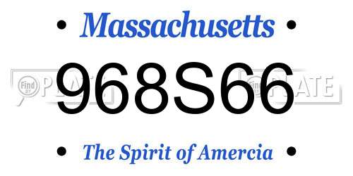 968S66 Massachusetts License Plate