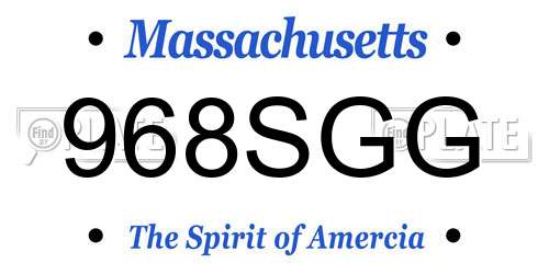 968SGG Massachusetts License Plate