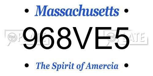 968VE5 Massachusetts License Plate
