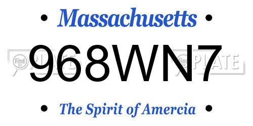 968WN7 Massachusetts License Plate