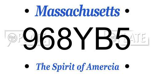 968YB5 Massachusetts License Plate