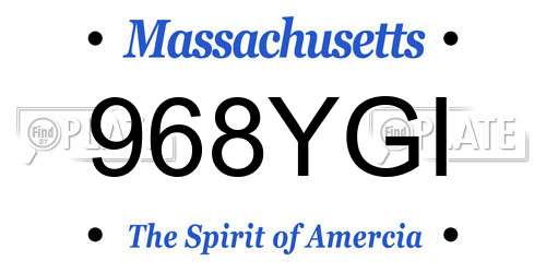 968YGI Massachusetts License Plate