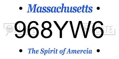 968YW6 Massachusetts License Plate