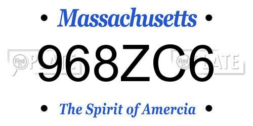 968ZC6 Massachusetts License Plate