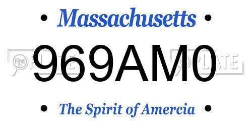 969AM0 Massachusetts License Plate