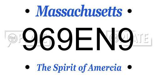 969EN9 Massachusetts License Plate