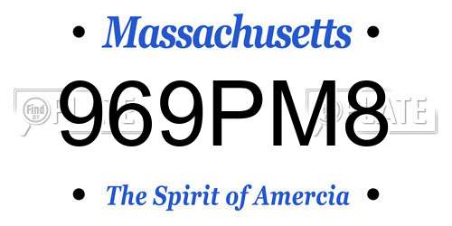 969PM8 Massachusetts License Plate