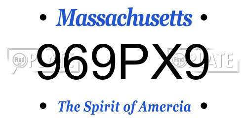 969PX9 Massachusetts License Plate