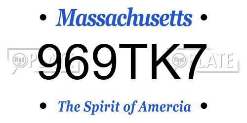 969TK7 Massachusetts License Plate