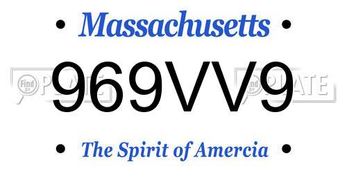 969VV9 Massachusetts License Plate