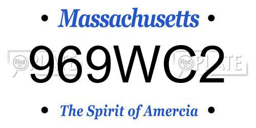 969WC2 Massachusetts License Plate