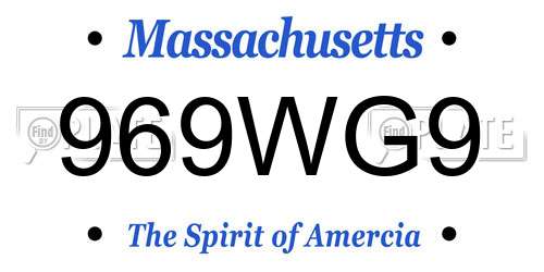 969WG9 Massachusetts License Plate