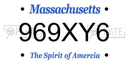 969XY6 Massachusetts License Plate