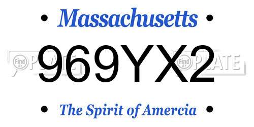 969YX2 Massachusetts License Plate
