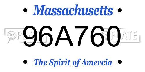 96A760 Massachusetts License Plate