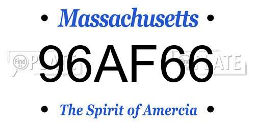 96AF66 Massachusetts License Plate