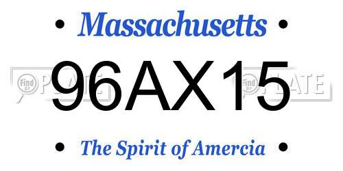 96AX15 Massachusetts License Plate