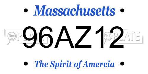 96AZ12 Massachusetts License Plate