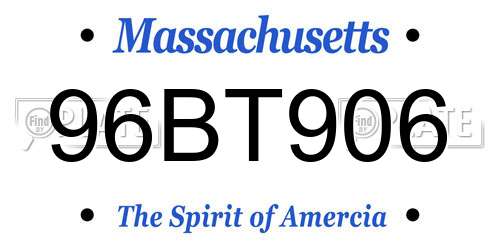 96BT906 Massachusetts License Plate