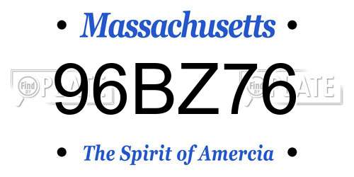 96BZ76 Massachusetts License Plate