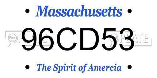 96CD53 Massachusetts License Plate