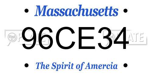 96CE34 Massachusetts License Plate