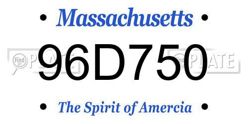 96D750 Massachusetts License Plate