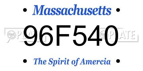 96F540 Massachusetts License Plate