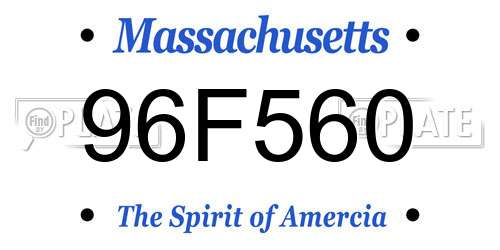 96F560 Massachusetts License Plate